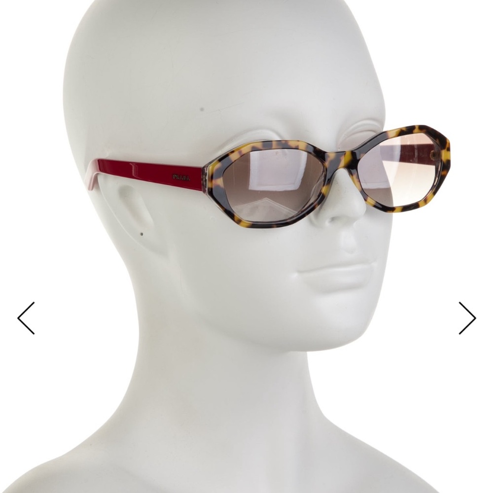 Prada Cat Eye Tortoise Sunglasses with Black Case and Red sides